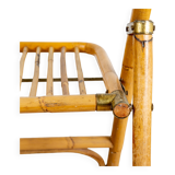 4 chaises pliante en bambou, rotin et laiton, Italie, 1970