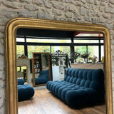 Antique mirror 150/116.5cm Louis-Philippe with pearl gold leaf.