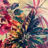 Huile sur panneau, Nature morte aux fleurs exotiques