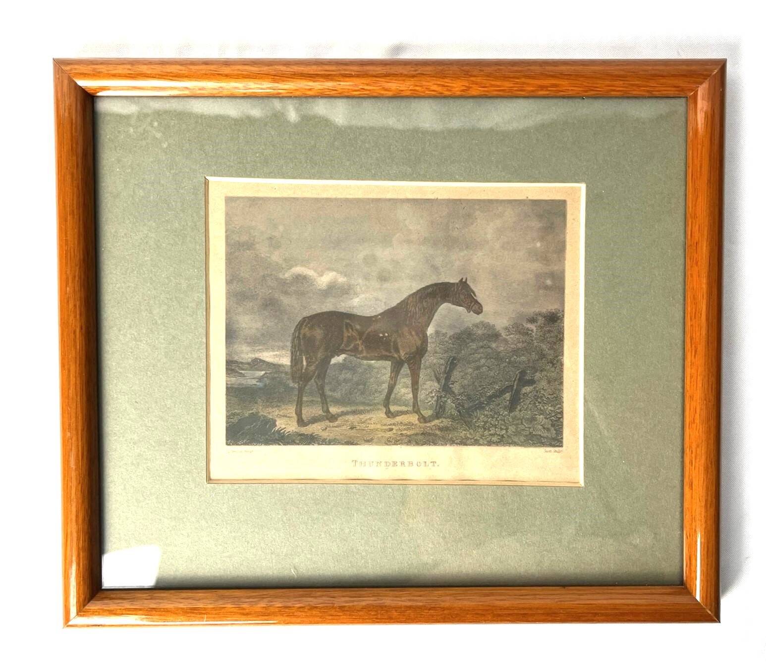 Lot of 2 English equestrian engravings framed late 19th century