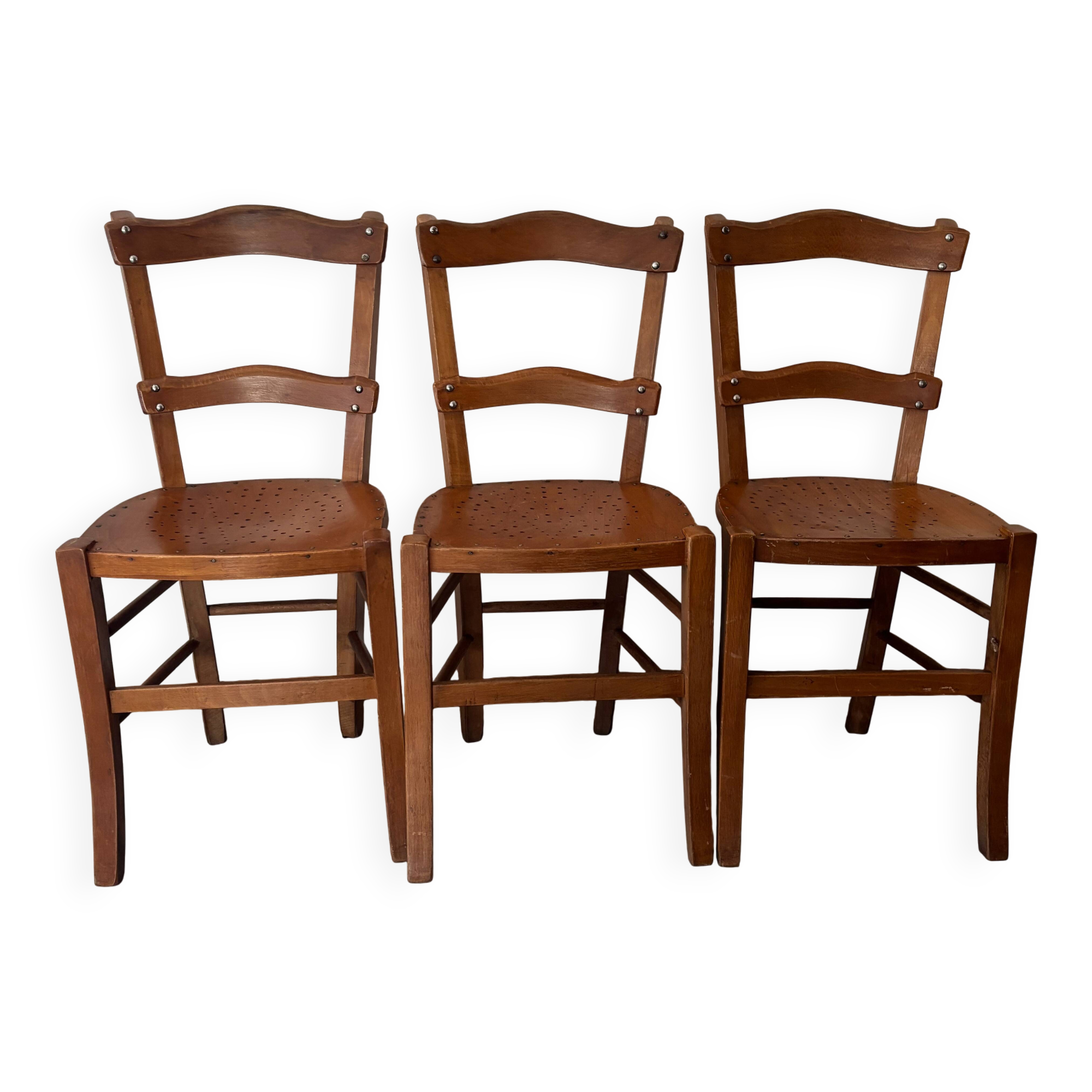 Pair of 3 wooden chairs