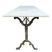 Double cast iron and marble bistro table signed Rieux Lyon 1900