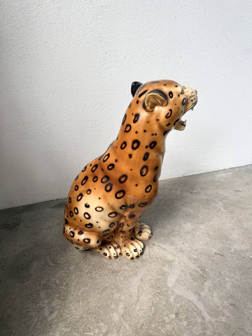 XL Italian ceramic leopard sculpture statue 1970
