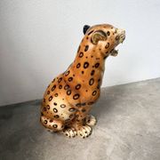 XL Italian ceramic leopard sculpture statue 1970