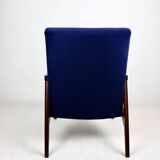 Czech armchair attributed to Jiri Jiroutek in dark blue fabric, 1970s