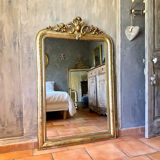 Miroir ancien Louis-Philippe à fronton