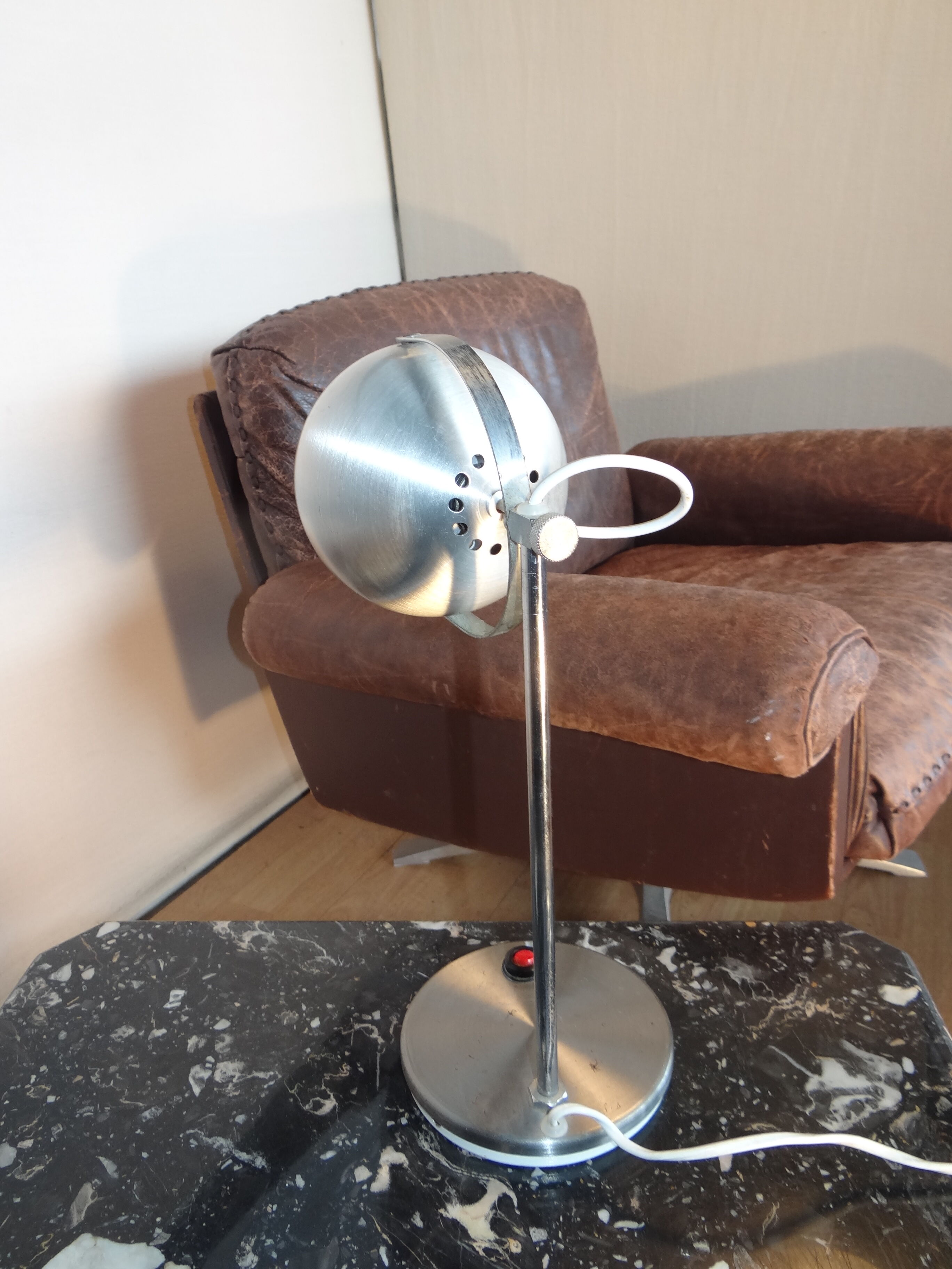 Eye ball lamp, 1970, aluminum