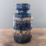 West Germany Scheurich 285-18 Onion Vase, Black Brown