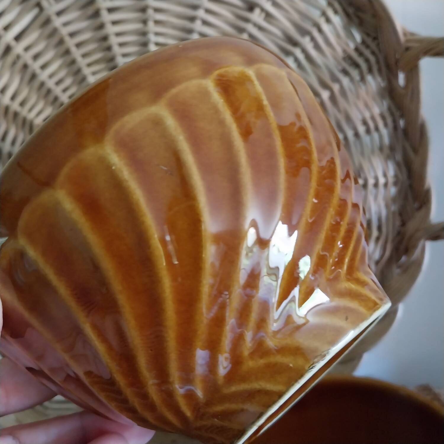Antique faceted earthenware bowls