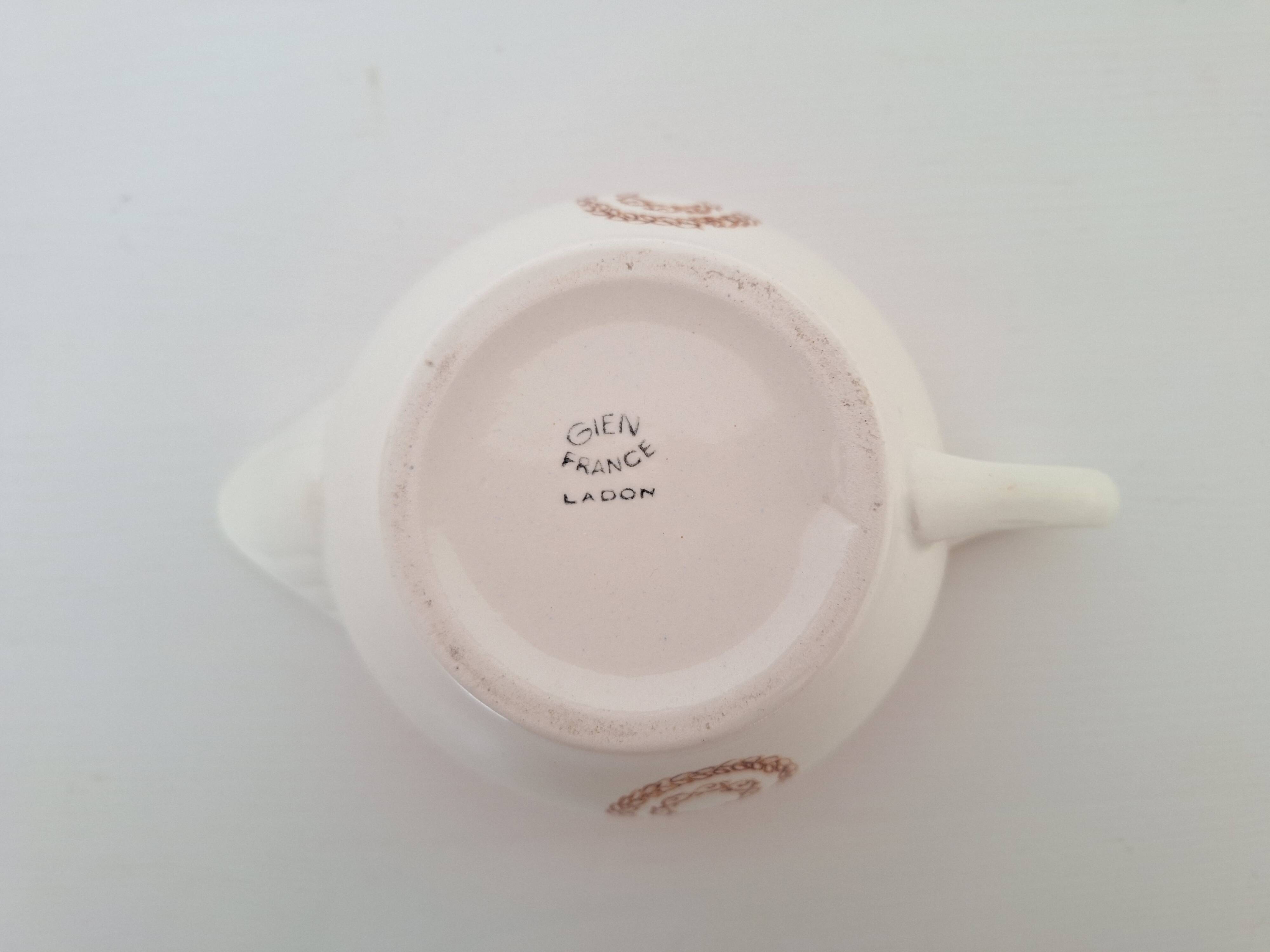 Saucière Gien marron et orange modèle Ladon