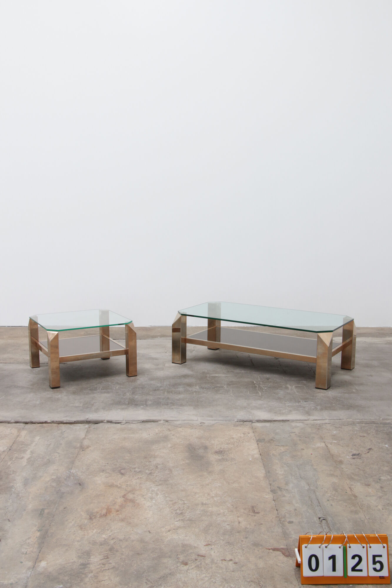 Set of 23-carat gold-plated coffee tables by Belgo Chrome 1960