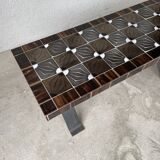 Table basse faïence et fer forgé mid century