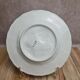 Vintage barbotine plate, plum decoration – relief foliage