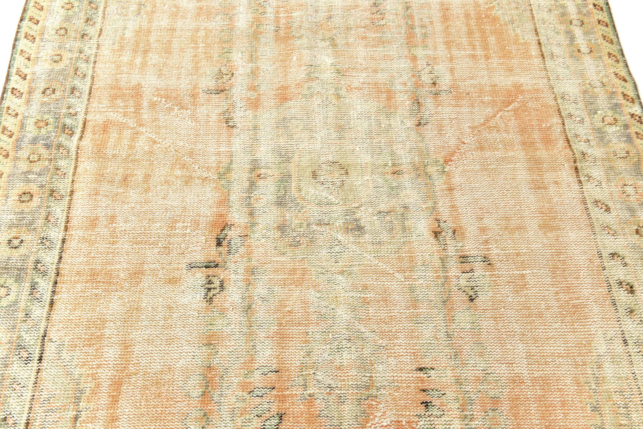 5x9 Vintage Oriental & Bordered Pattern Orange Turkish Rug, 170x274Cm