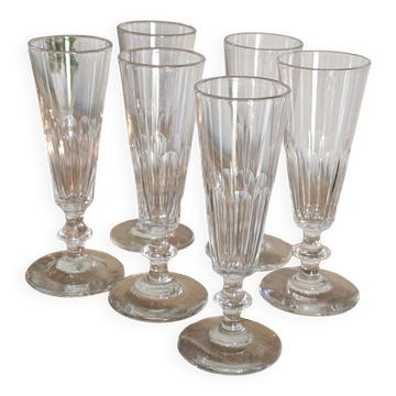 Set of 6 "Caton" crystal flutes – 19th century, Baccarat Saint Louis