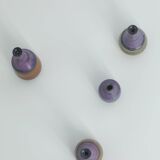 Small MidCentury Swedish Modern Collectible Brown & Purple Stoneware Vases by Gunnar Borg , Set of 4