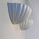 Pair of vintage seashell wall sconces, matte white, France 1970