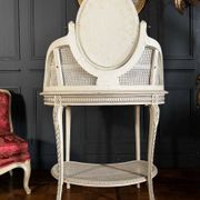 19th-century painted wood and caned dressing table in Louis XVI style.