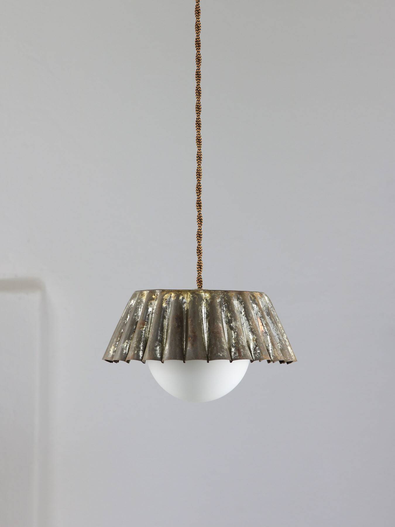 Vintage metal and opaline flower pendant lamp