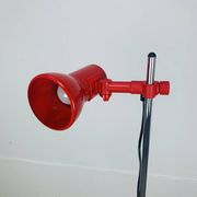 Miwi red metal spot floor lamp, vintage