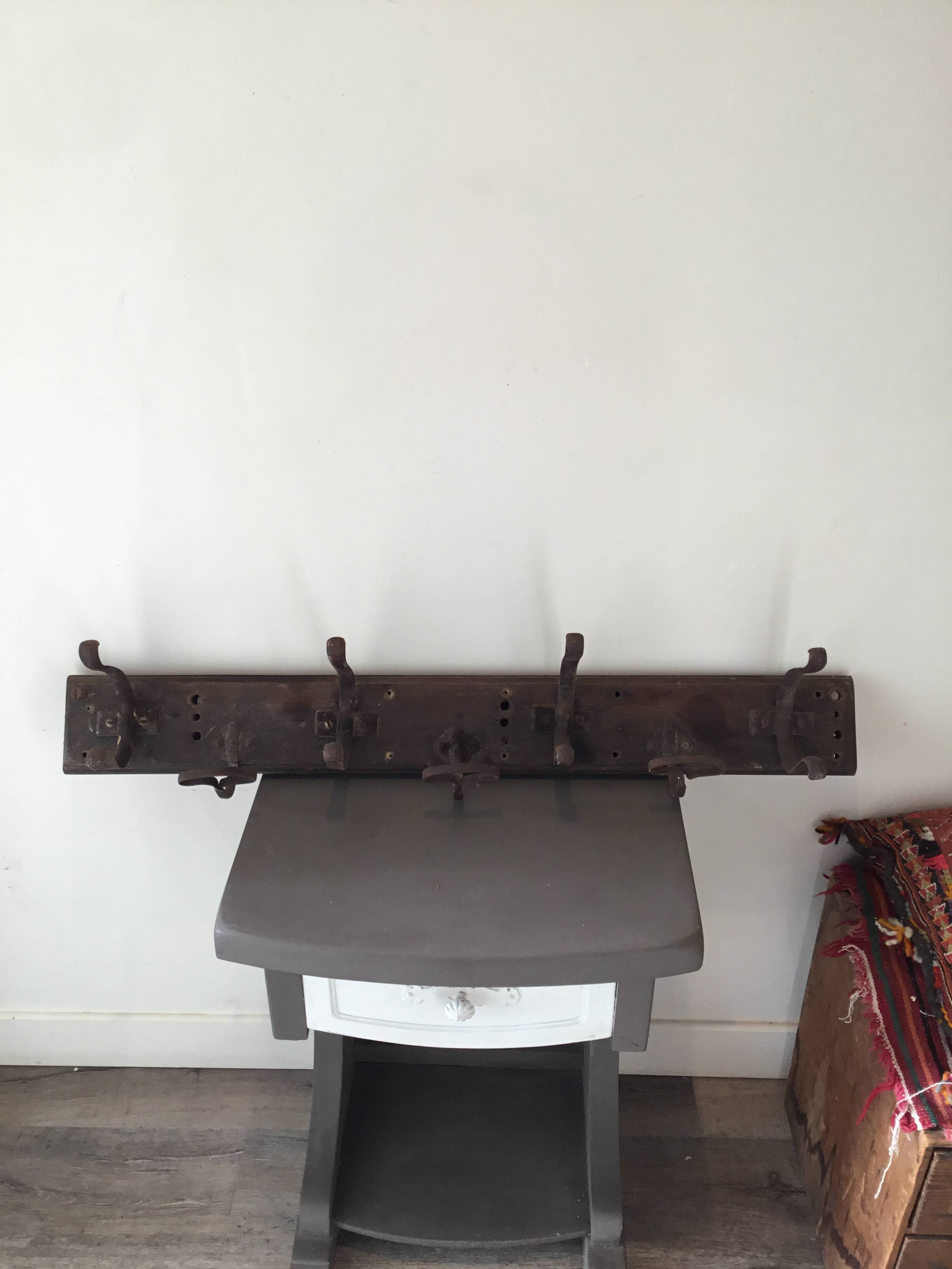 Antique coat rack with hooks