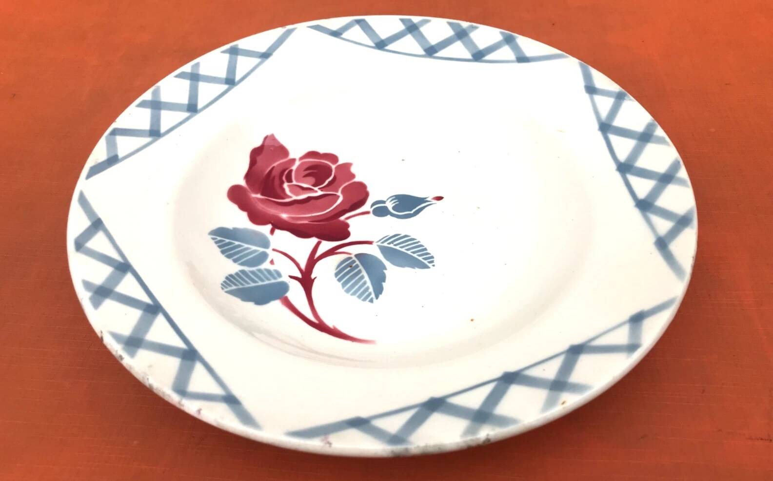 1920s Deep Plate Badonviller France Half-Porcelain