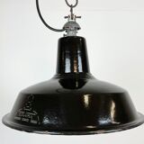 Industrial Black Enamel Hanging Lamp from Reluma, 1950s