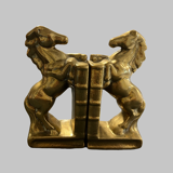 Paire de serre-livres en laiton – chevaux cabrés, style Art Déco