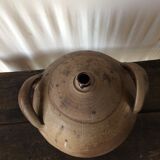 Terracotta jar with double handle vintage kitchen decoration