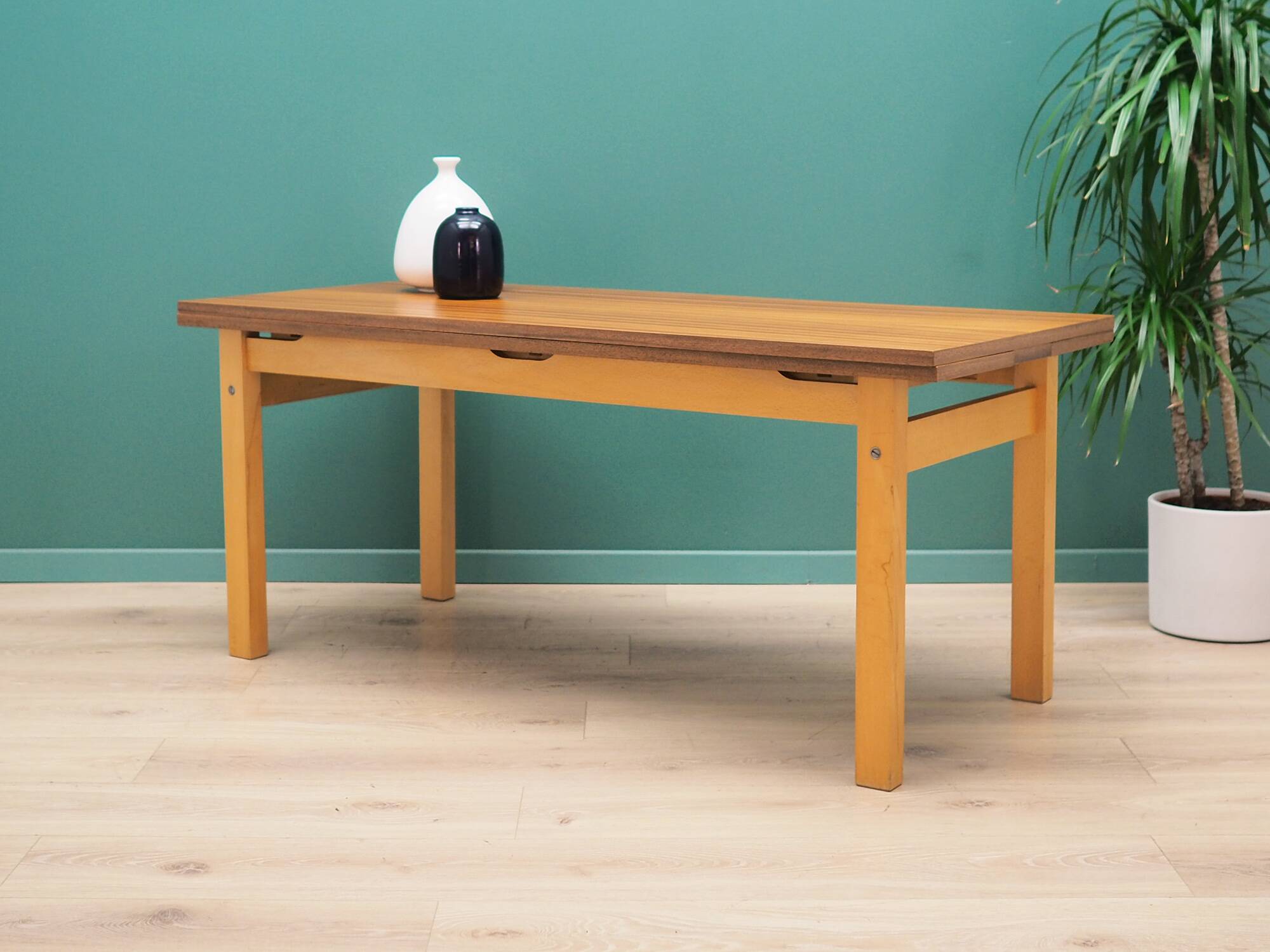 Beech table, Polish design, 1980s, manufacturer: OFM