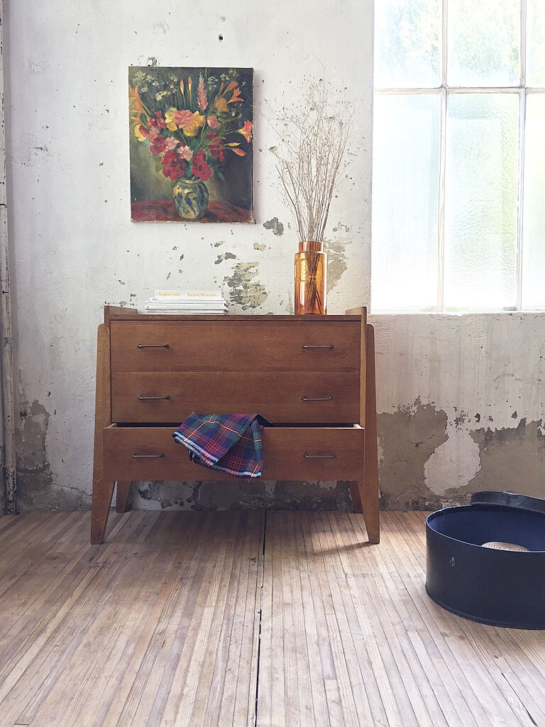 Vintage chest of drawers gilded oak