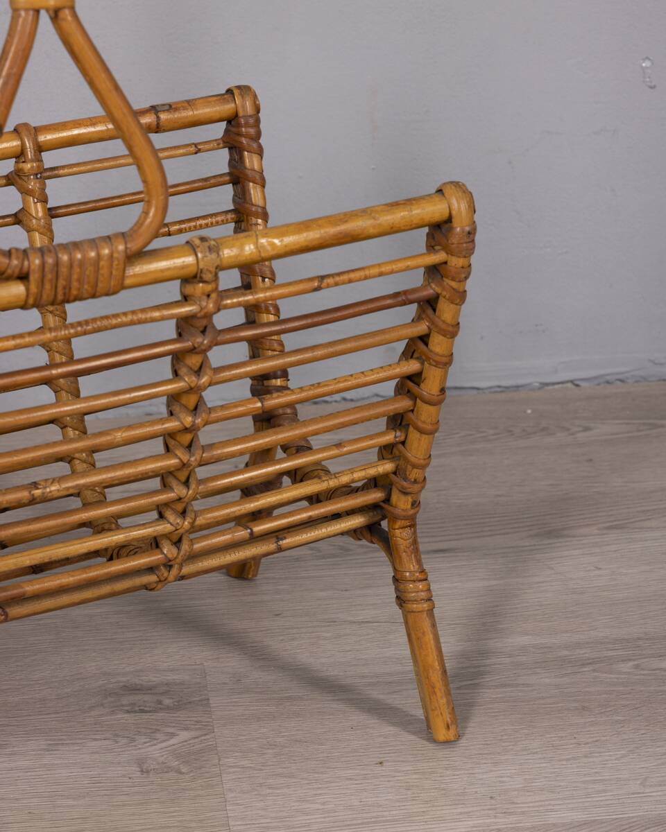 Vintage 1960s Italian design bamboo magazine rack