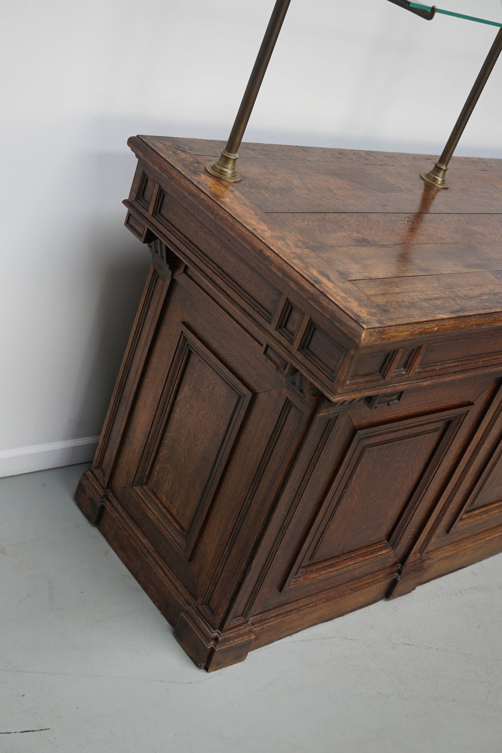 Antique French Oak Shop Counter Cabinet / Shelving Unit, 19th Century