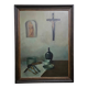 Jolie Laide / peinture à l'huile sur toile nature morte / iconographie religieuse avec des objets du quotidien / années 1930 / hauteur 155 cm