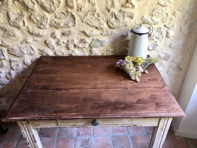 Antique wooden farmhouse table