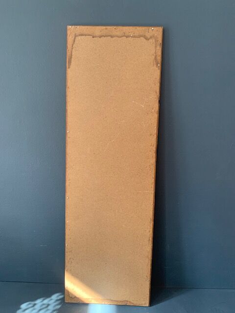 Large rectangular antique wall mirror in vintage wood, 1930