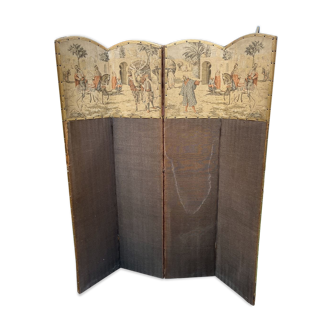 Embroidered screen has orientalist décor from the 1950s