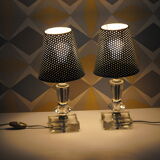 Pair of 50s table lamps in glass