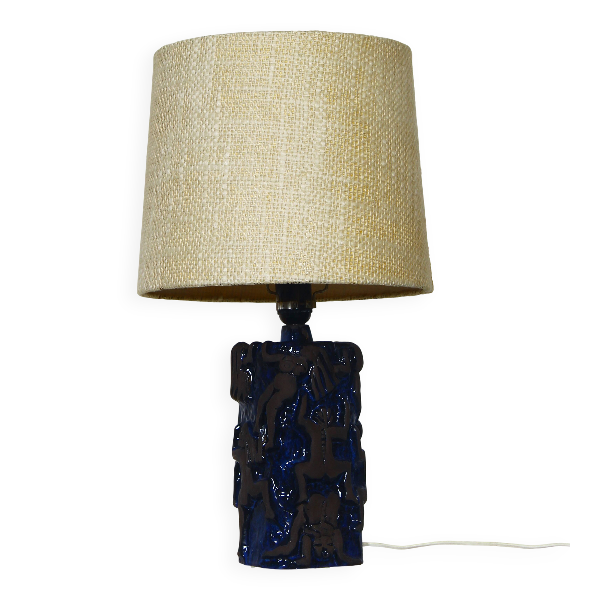 Table lamp "Climbing Women", partially glazed stoneware, by Sys M