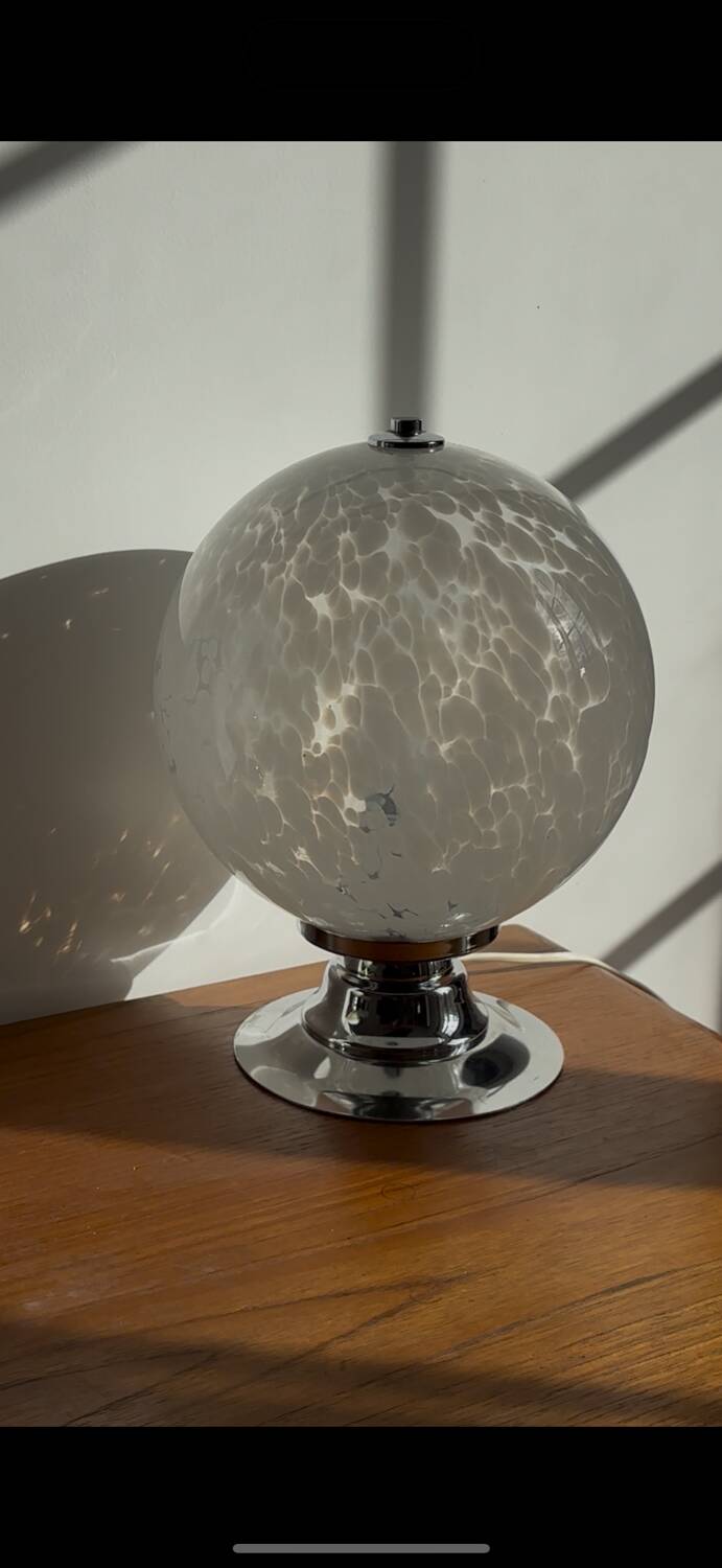 Vintage 70s marbled glass globe lamp