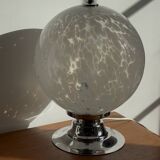 Vintage 70s marbled glass globe lamp