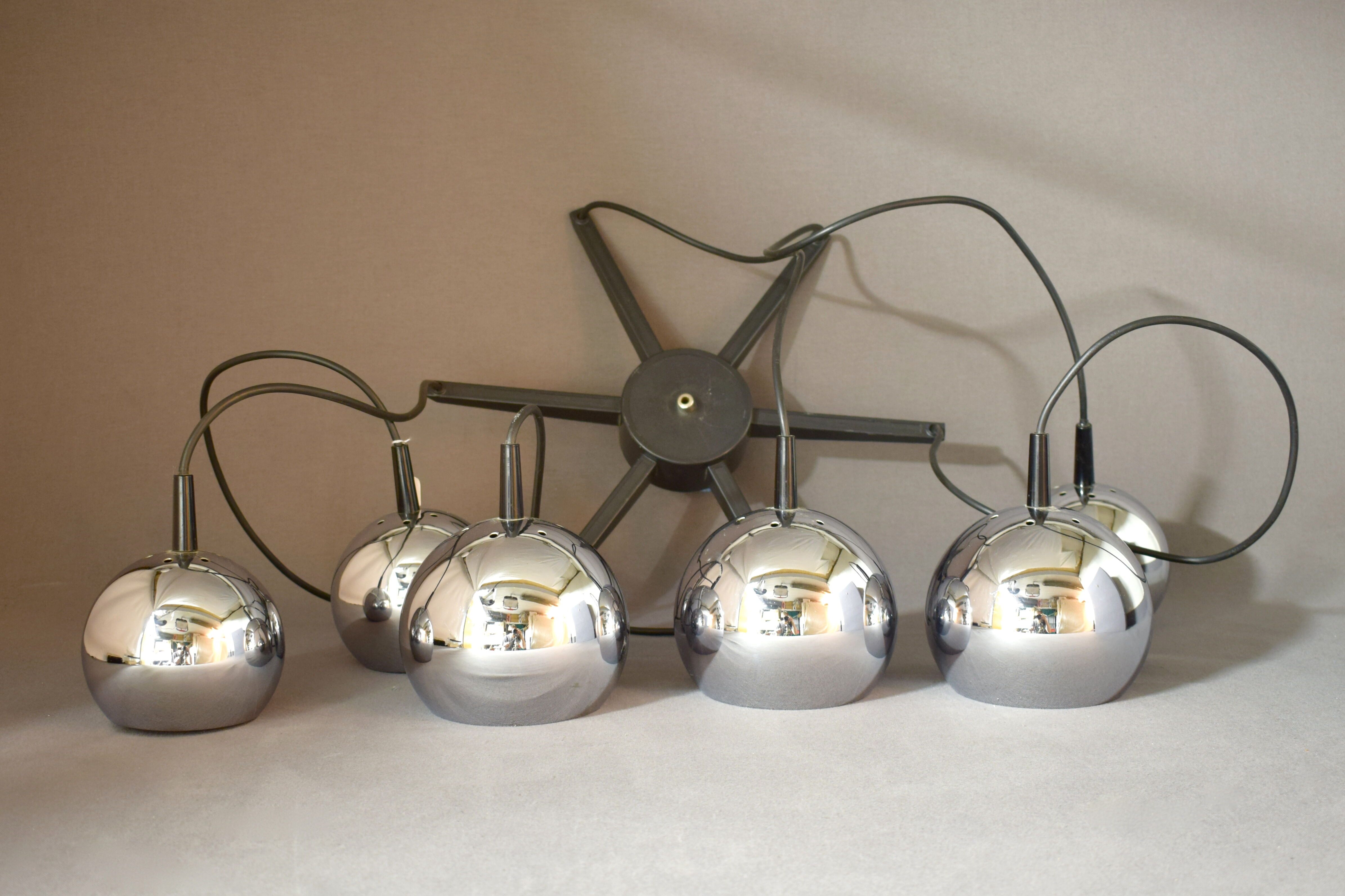 Lustre chromées cascade 6 suspensions  1970
