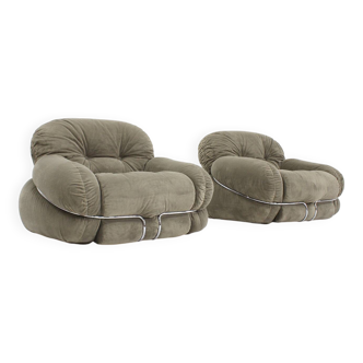 Vintage Adriano Piazzesi Okay armchairs 1970s Italy, set of 2