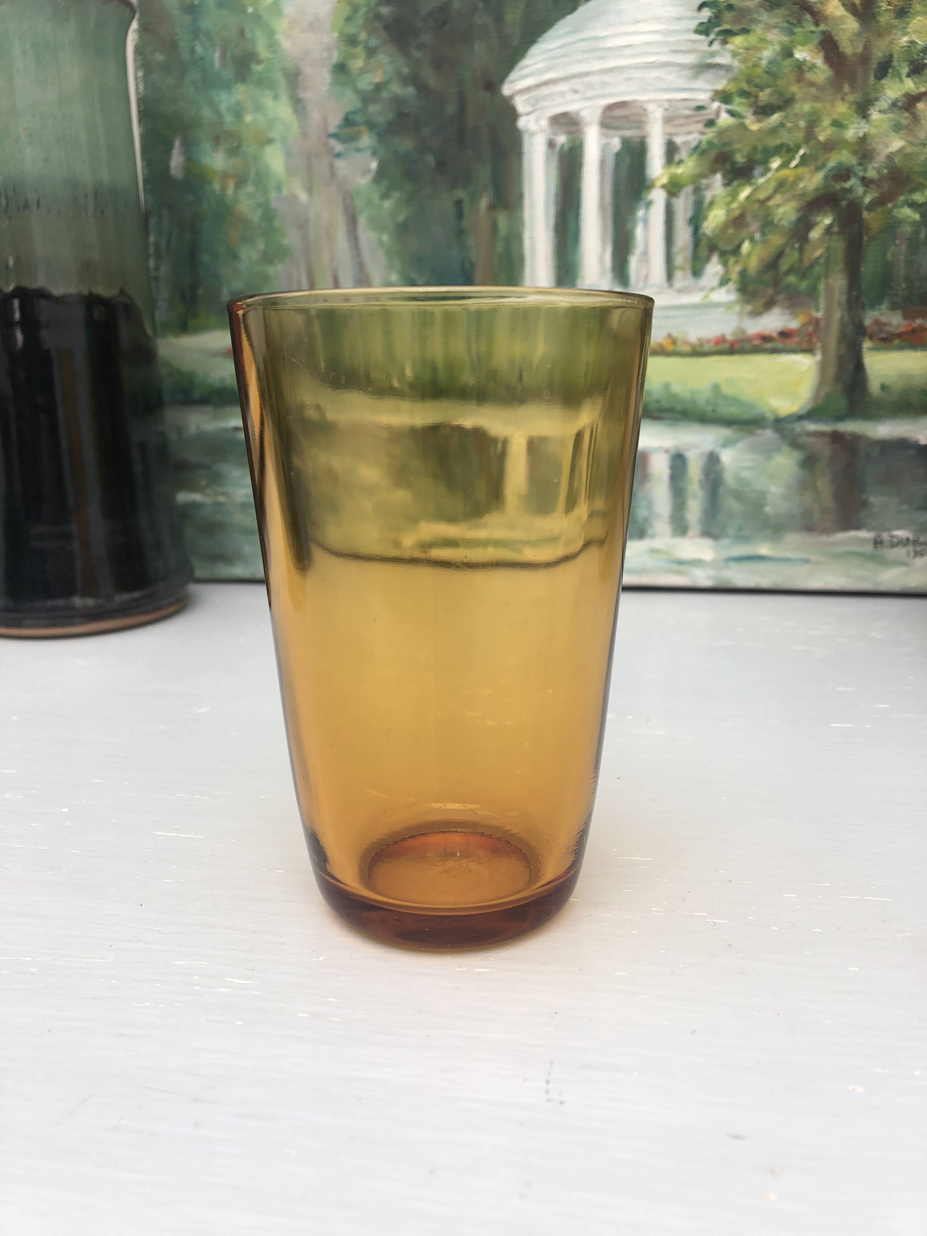 set of 4 amber yellow glasses from the 70s, signed France