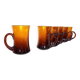 6 amber glass tea cups