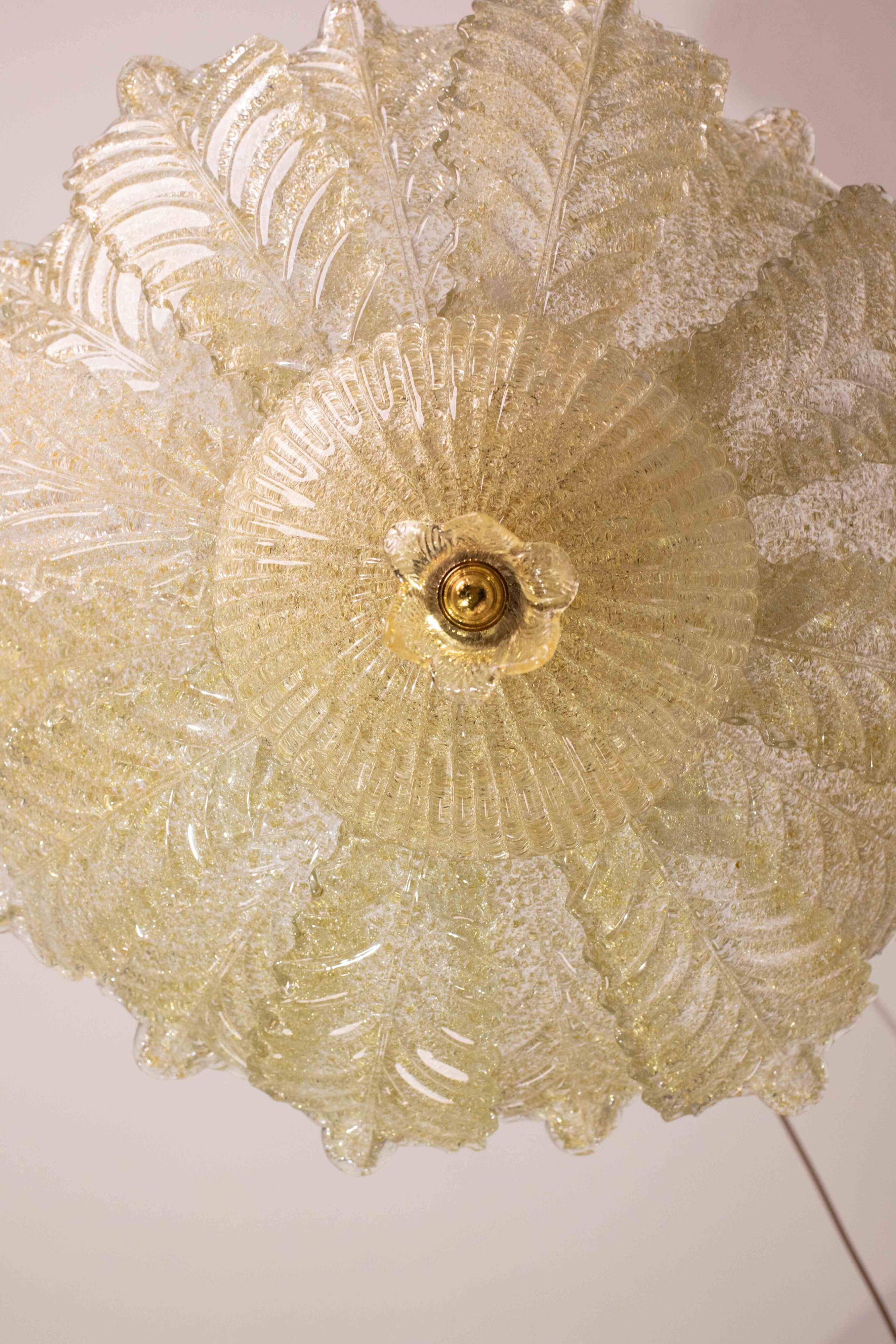 Extraordinary large size gold vintage Murano glass chandelier, 1970