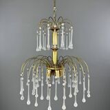 Lustre en laiton doré et pampilles de verre, XXe siècle