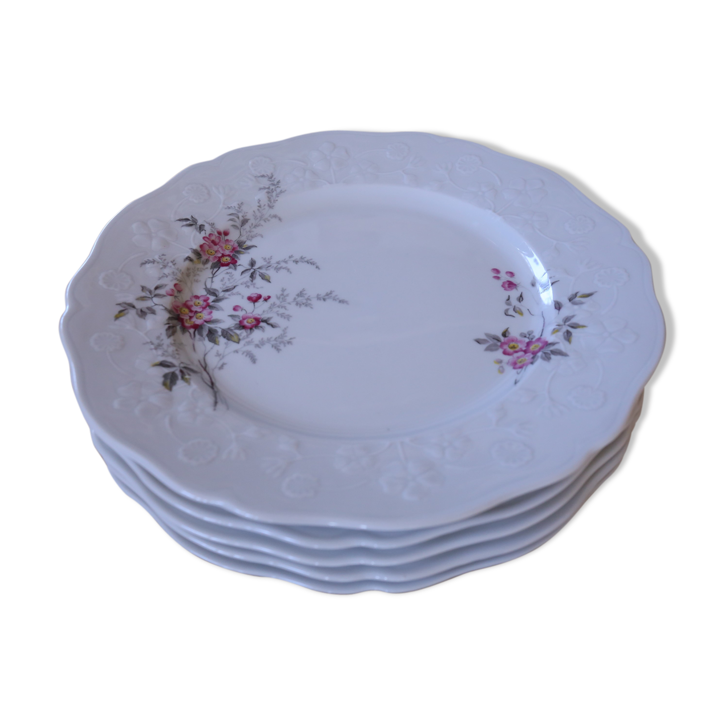 5 vintage plates in Sologne porcelain