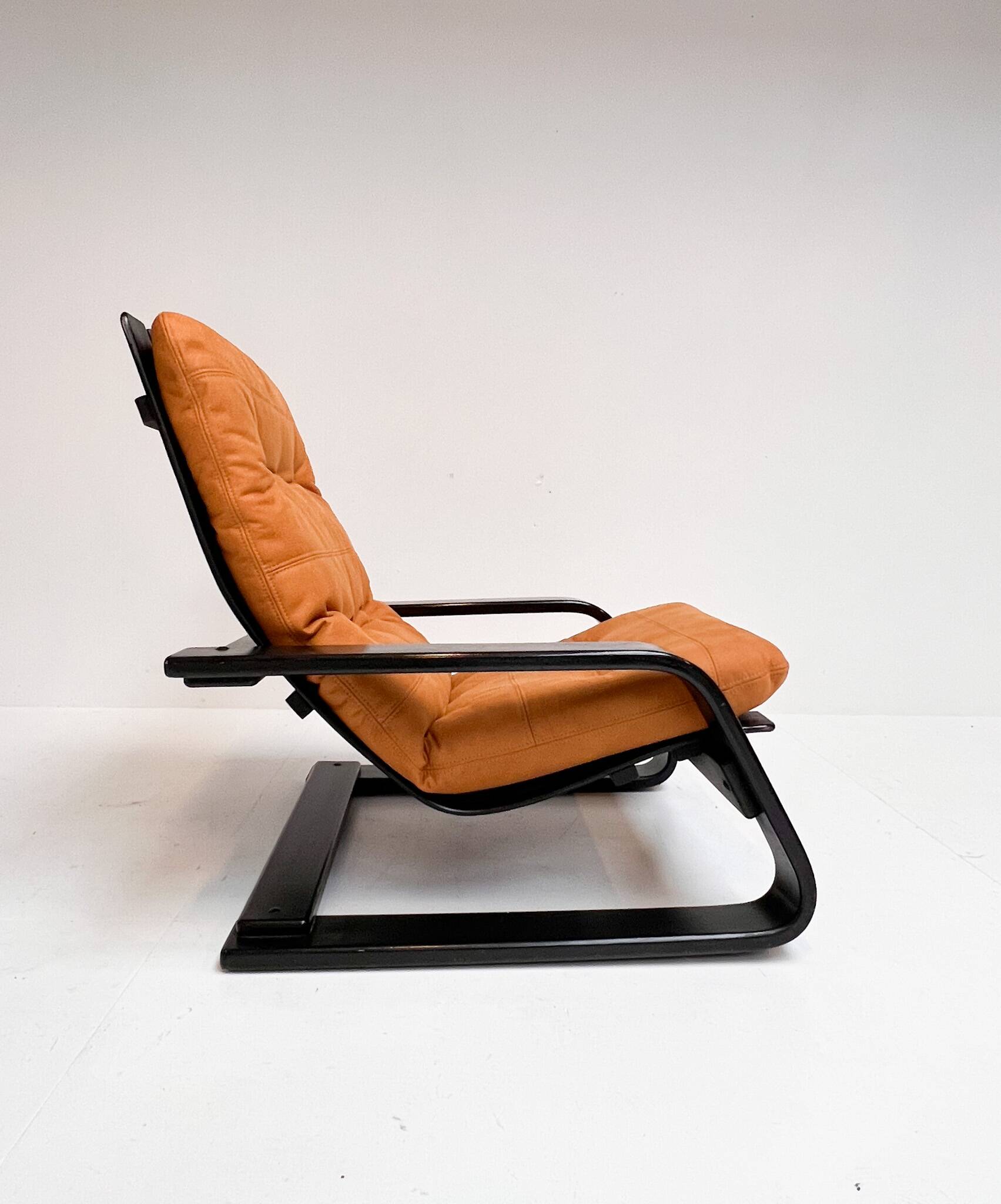 Reupholstered cognac coloured lounge chair, 1960s