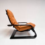 Reupholstered cognac coloured lounge chair, 1960s